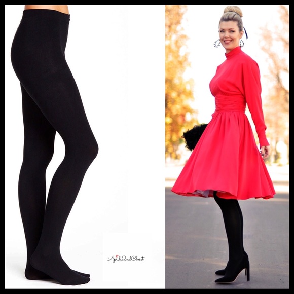 BLACK FLEECE LINED TIGHTS - Picture 2 of 8